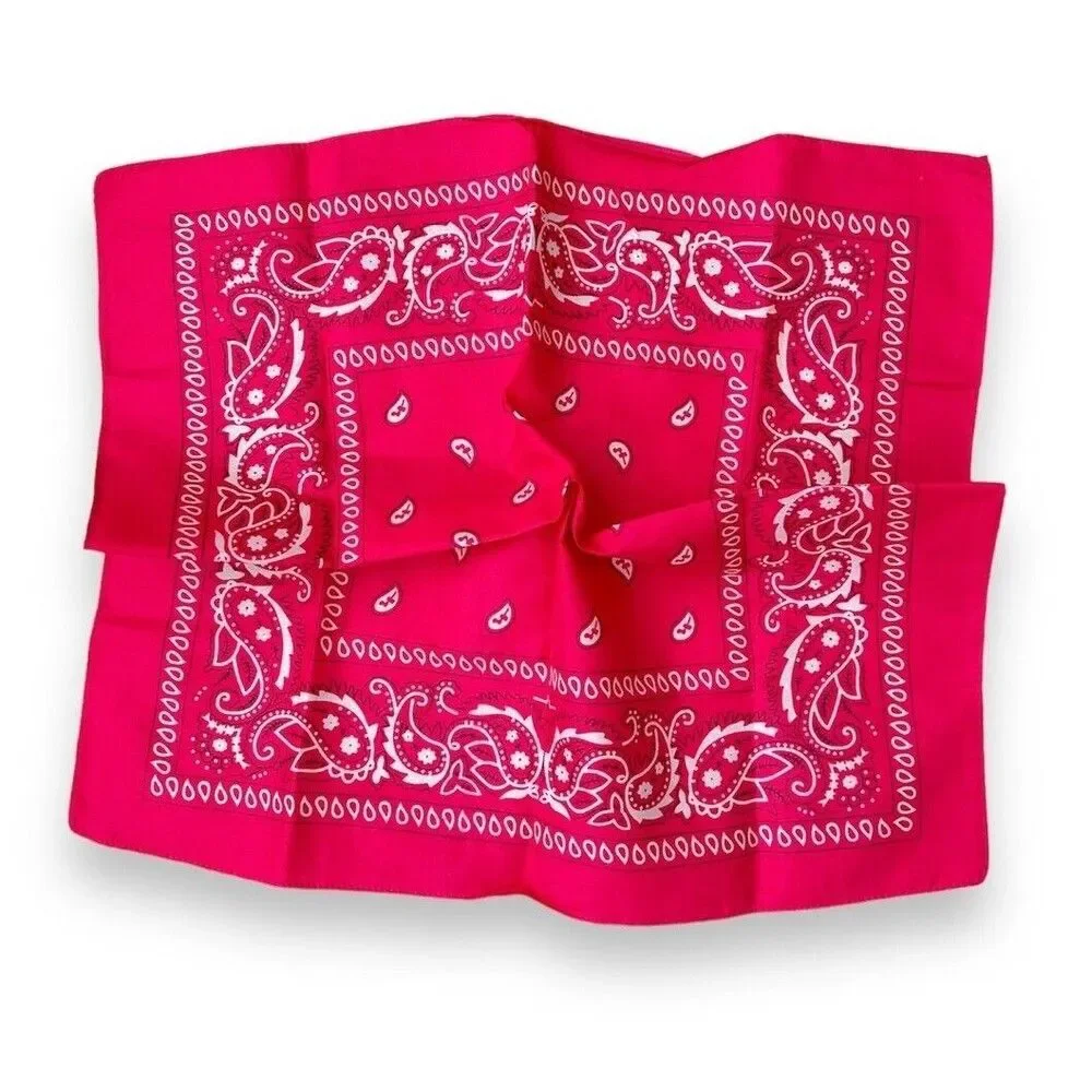 Vintage Pink Bandana 20.5” X 21” Women Scarve